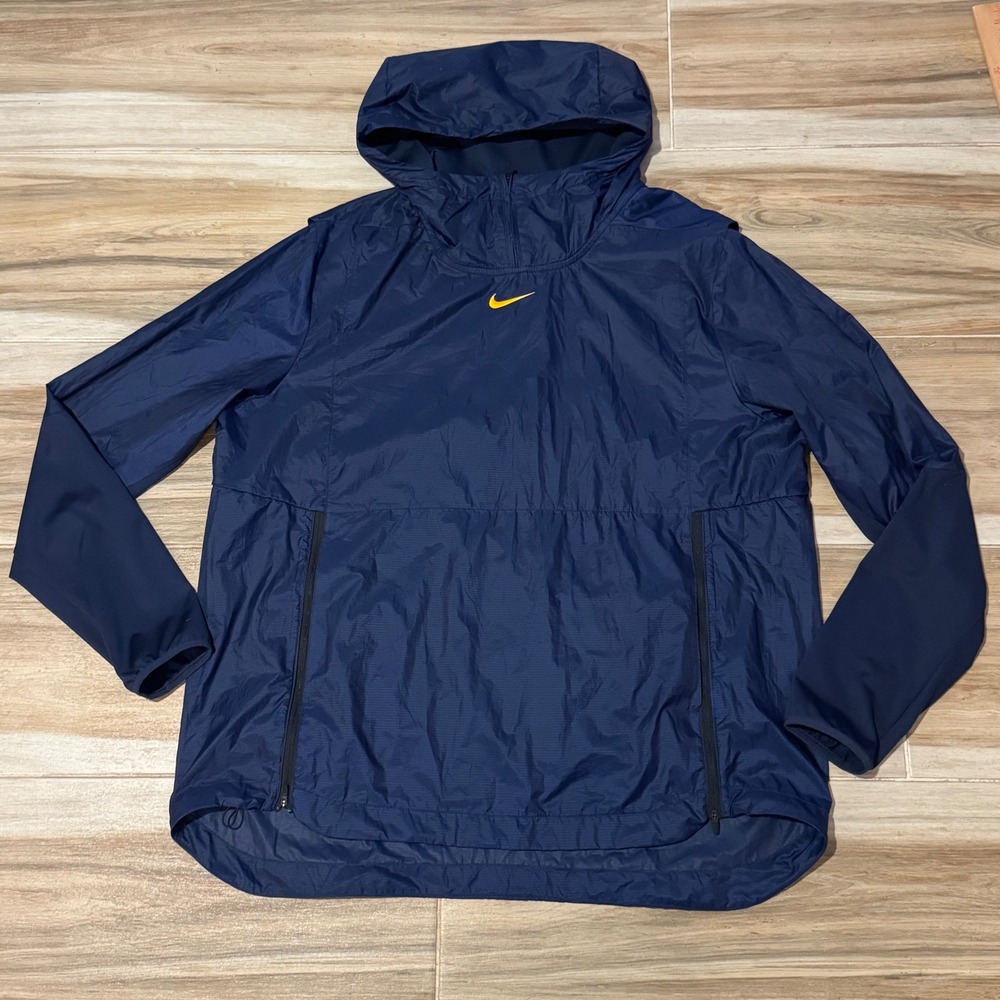 Nike Running Division Mens XL Navy Blue Windbreaker Hooded Jacket 908418-423